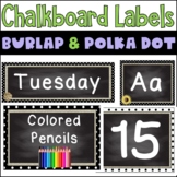 Black & White Polka Dot Burlap Chalkboard- Classroom Decor