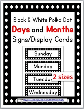 Preview of Days of the Week & Months of the Year Labels Polka Dot Decor
