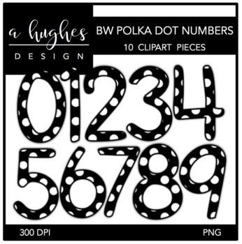 Preview of Black & White Polka Dot Numbers Clipart