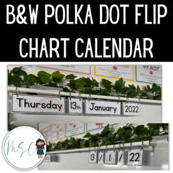 Preview of Black & White Rainbow Polkadot Flip Chart Calendar