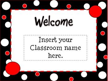 Preview of Black, White, & Red Themed Polka Dot Open House Powerpoint Template