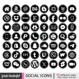 Black White Social Media Icons with a White Stroke