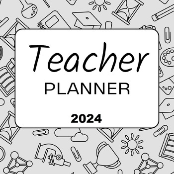 Preview of Black & White Teacher Planner 2024