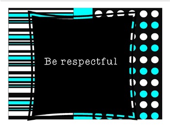 Preview of Black White Teal Customizable Classroom Rules