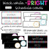 Black, White and BRIGHT Schedule Cards - EDITABLE