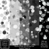 Black White and Gray Dot Digital Papers PNG 300 dpi 12x12 in.