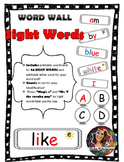 Black White and Red Word Wall Word Cards and Labels for Ki