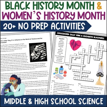 Preview of Black & Women's History Month Sub Plans Middle & High School - 6th 7th 8th 9th