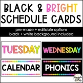 Black and Bright Schedule Cards (editable)