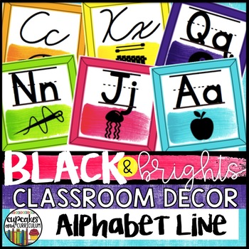 Black and Brights Classroom Decor Alphabet Line by Cupcakes n Curriculum