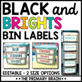 Black and Brights EDITABLE Bin Labels | Classroom Decor