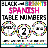 Black and Brights EDITABLE Spanish Table Numbers