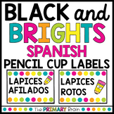 Black and Brights Spanish Pencil Cup Labels Freebie