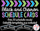 Black and CHEVRON Schedule Cards - EDITABLE