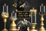 Black and Gold Candle Clipart