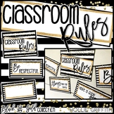 Black and Gold Classroom Rules Posters {Editable}