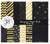 Black and Gold Digital Papers or Backgrounds