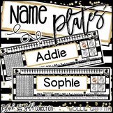 Black and Gold Name Plates & Desk Helpers {Editable}