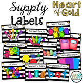 Black and Gold Supply Labels with Pictures Bright Classroo