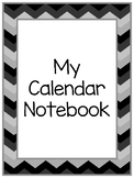 Black and Gray Chevron Homeschool Daily Calendar Notebook.