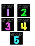 Black and Neon Square Group Labels