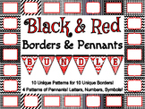 Black and Red Borders and Pennants Mega Bundle