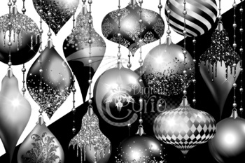 Black and Silver Party Decorations Clipart By Digital Curio