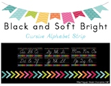 Black and Soft Bright Cursive Alphabet Strip