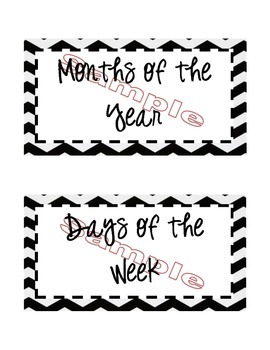 Preview of Black and Turquoise Chevron Classroom Heading Labels {Editable}