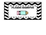 Black and Turquoise Chevron Pencil Holder Lables