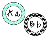 Black and Turquoise Chevron Word Wall Letters