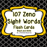 Black and White 107 Zeno Sight Word Cards