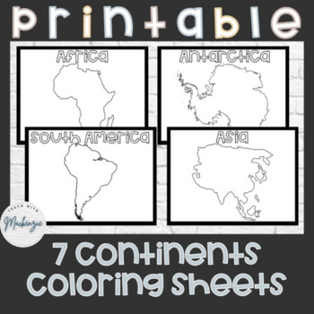 Preview of Black and White 7 Continents Coloring Pages | Maps