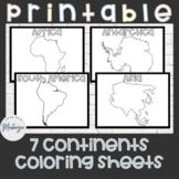 Black and White 7 Continents Coloring Pages | Maps