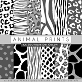 Black and White Animal Prints Digital Paper, scrapbook bac
