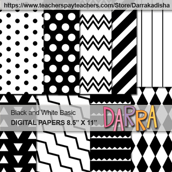 Preview of Black and White Basic Background Digital Papers - Black History Month