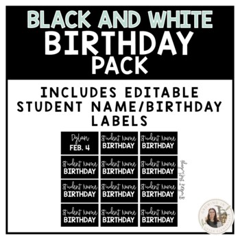 Black and White Birthday Pack - Classroom Decor Display