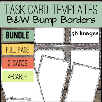 Preview of Black and White Bump Page Borders and Task Card Templates BUNDLE