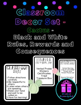 Preview of Black and White/Cactus/Succulents - Decor - Rules, Rewards and Consequences