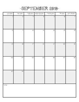 Black and White Calendar 19-20 School Year by Brenna Torres | TpT