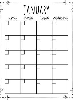 Black and White Calendar Template! by Natalie Sneed | TpT