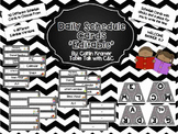 Daily Schedule Cards (Black and White Chevron) with welcom