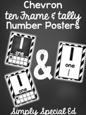 Black and White Chevron: Ten Frame and Tally Posters