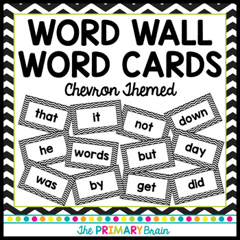 Preview of Black and White Chevron FRY Word Wall Cards