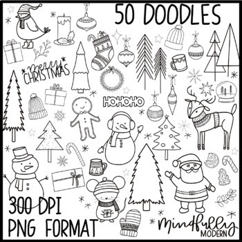 Black and White Christmas Clip Art - (Personal & Commercial) Winter PNG ...