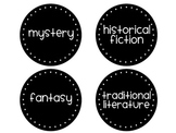 Black and White Circle Classroom Library Labels