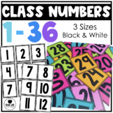 Black and White Class Numbers 1-36