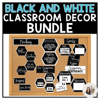 Preview of Black and White Simple Classroom Decor Bundle