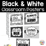 Black and White Classroom Decor Rules Editable