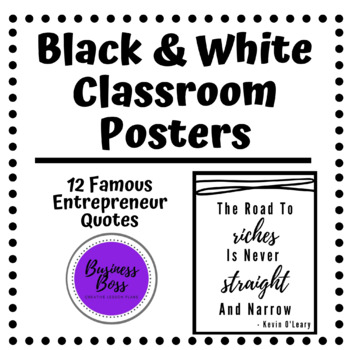 Preview of Black and White Classroom Posters - Famous Entrepreneur Business Quote Posters